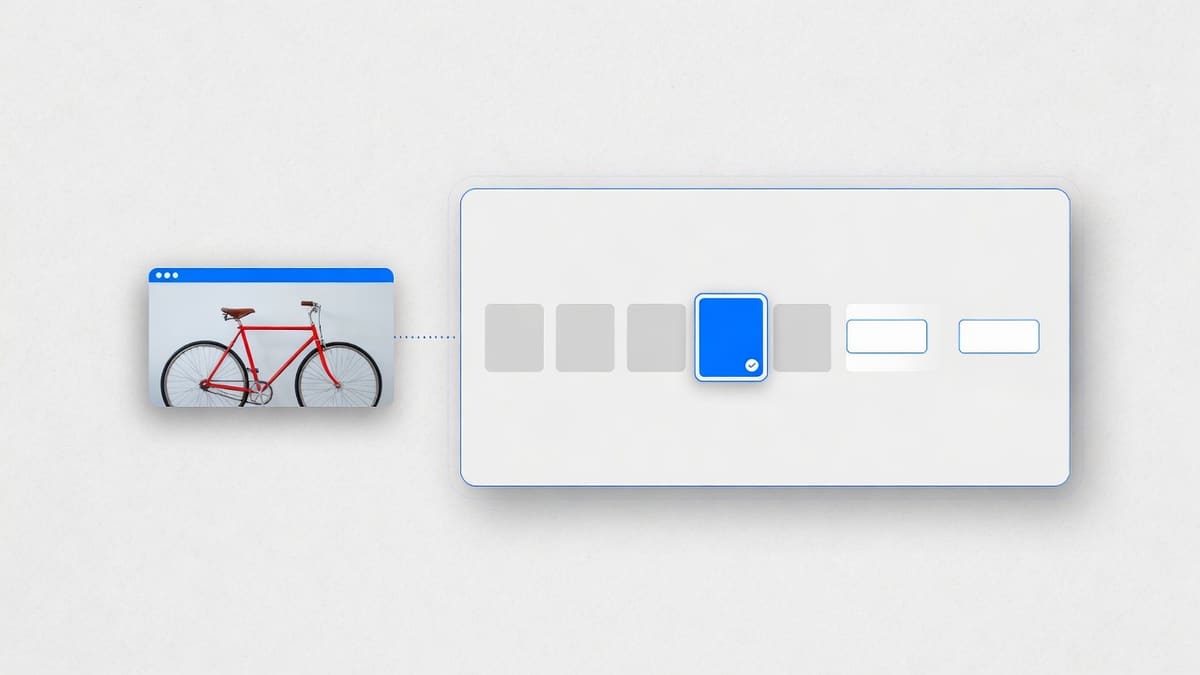 Size chips with one selected blue chip and empty width and height fields beside a bicycle thumbnail