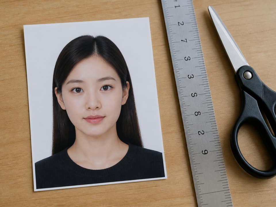Passport-style head-and-shoulders print being cropped before a 20KB compress