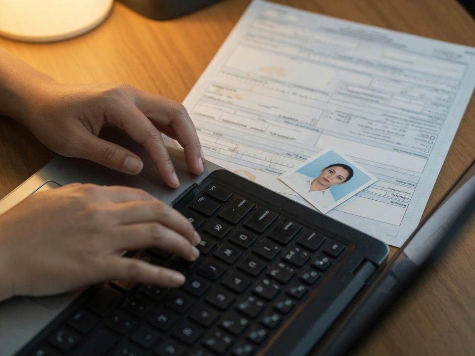 Typing a kilobyte target next to a form and a small ID photo